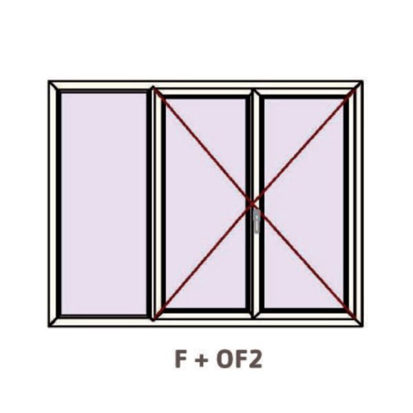 FENETRE A LA FRANÇAISE 3 VANTAUX (2 VANTAUX + 1 FIXE) PVC